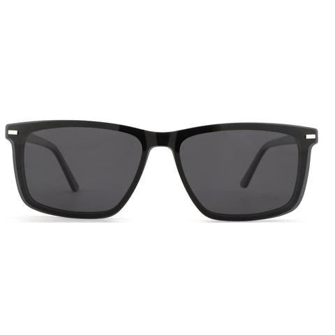 Zenottic King men's black acetate square sunglasses, dark tinted lenses.