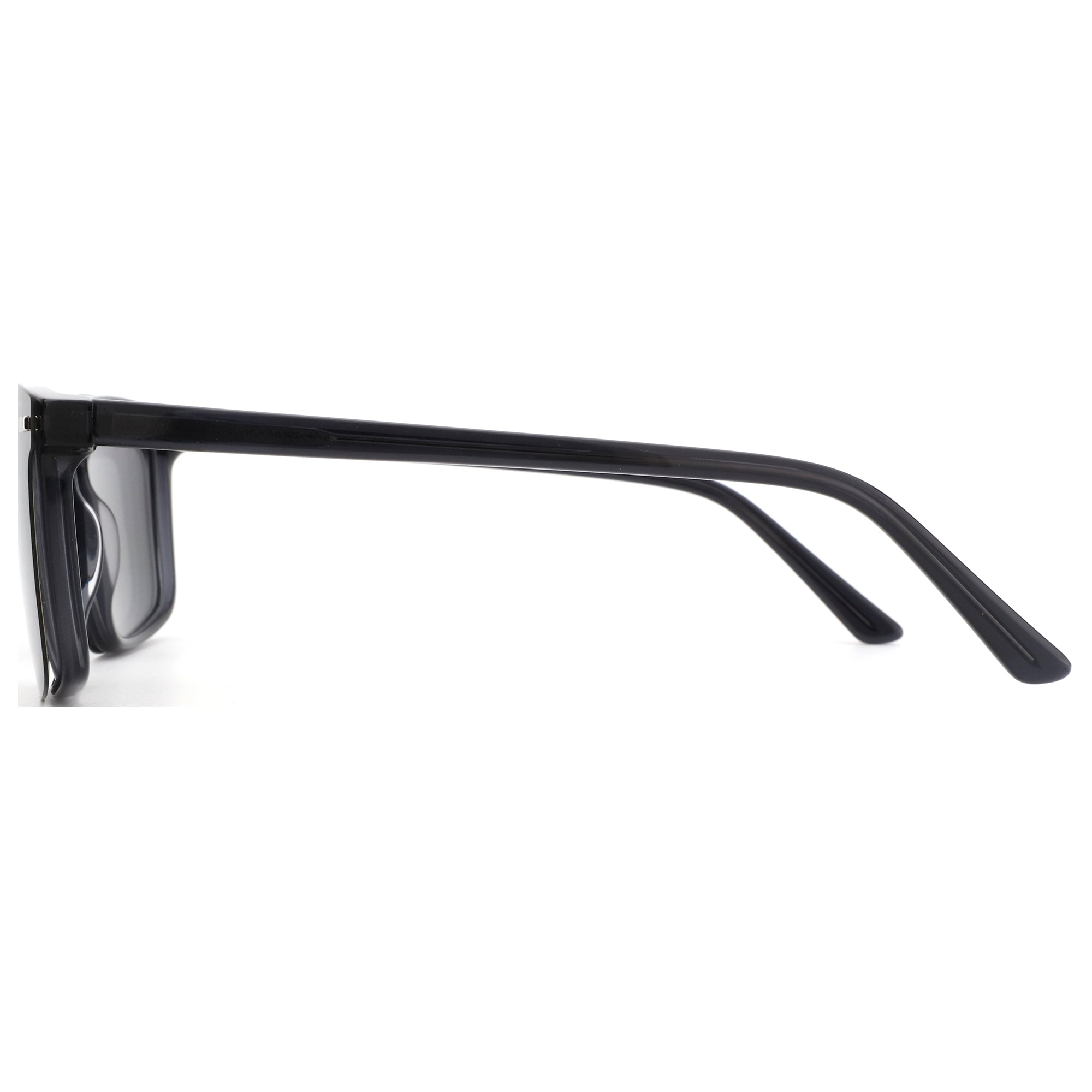 Zenottic King sunglasses: black acetate square frame, men's style, side view.
