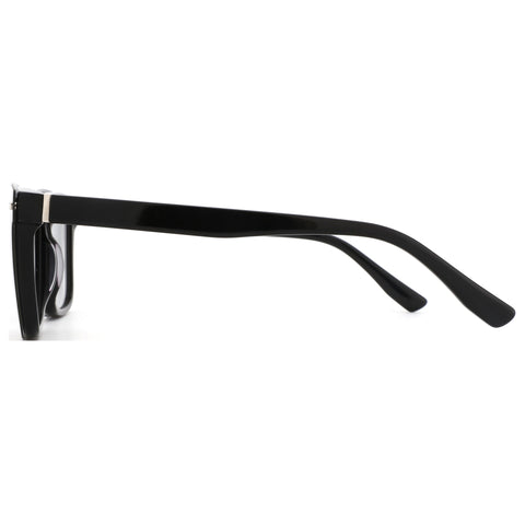 ZENOTTIC Justin men's black acetate sunglasses, square style, silver accent