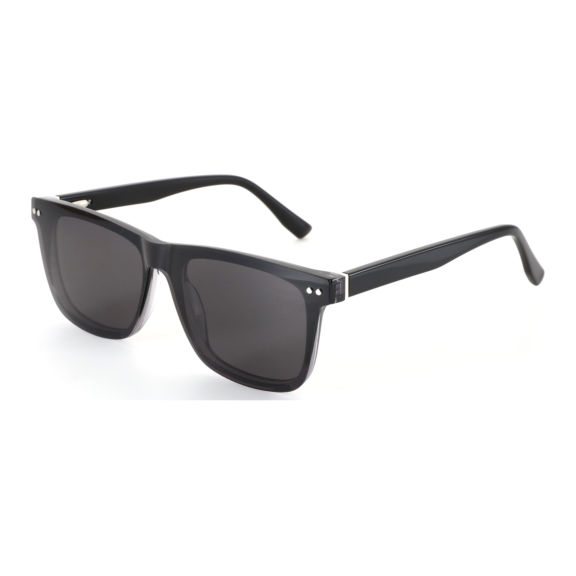 ZENOTTIC Justin men's black acetate square sunglasses with dark lenses, UV protection.