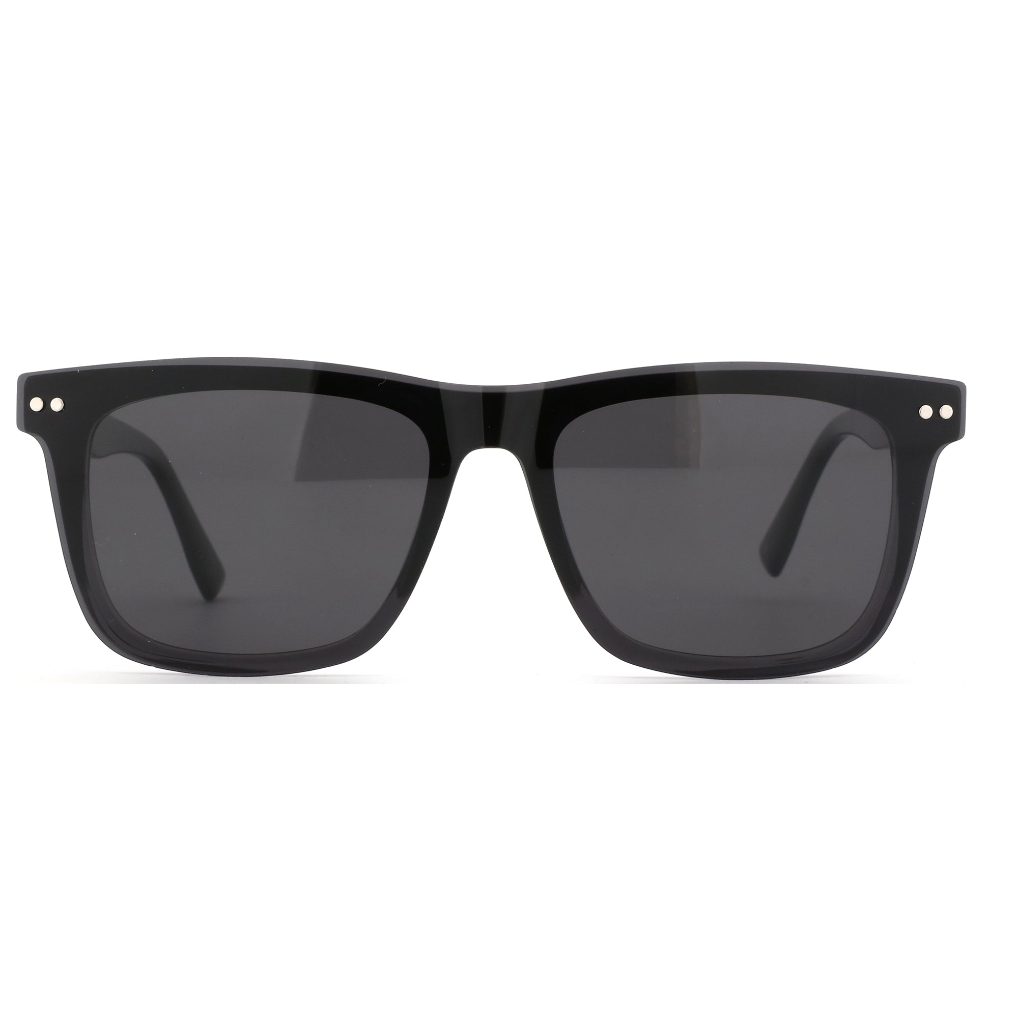 ZENOTTIC Justin black acetate square sunglasses with dark lenses.