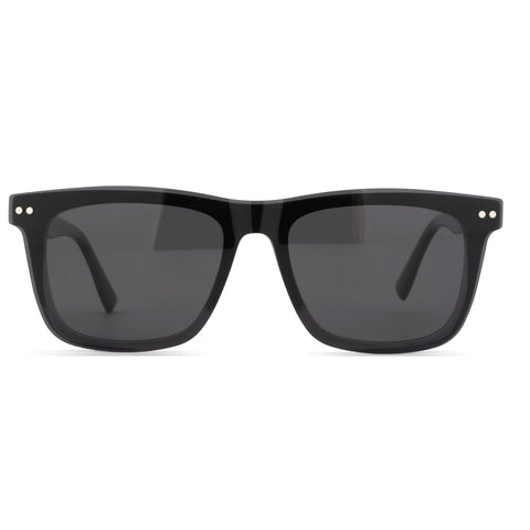 ZENOTTIC Justin black acetate square sunglasses with dark lenses.