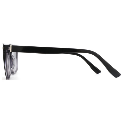 ZENOTTIC Justin sunglasses: black acetate frame, square style, side profile.