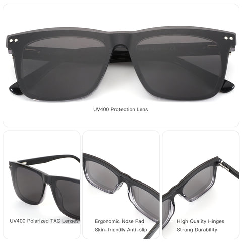ZENOTTIC Justin G5576 men's square acetate sunglasses with UV400 polarized TAC lenses.