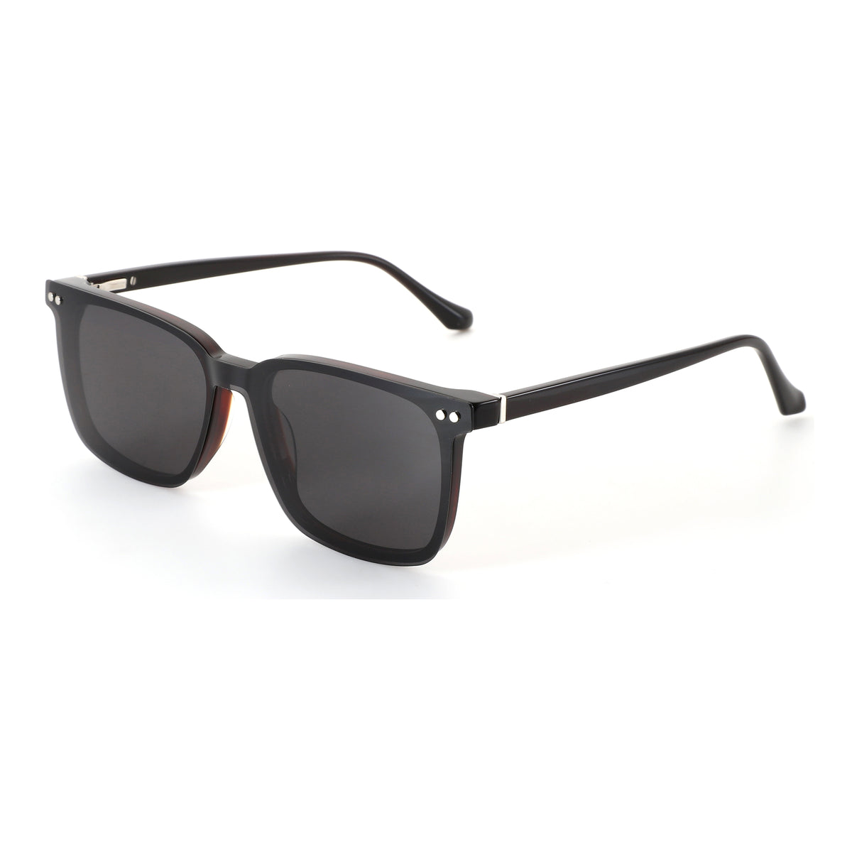Zenottic Jim men's square sunglasses, acetate frame with dark tortoise pattern, UV protection.