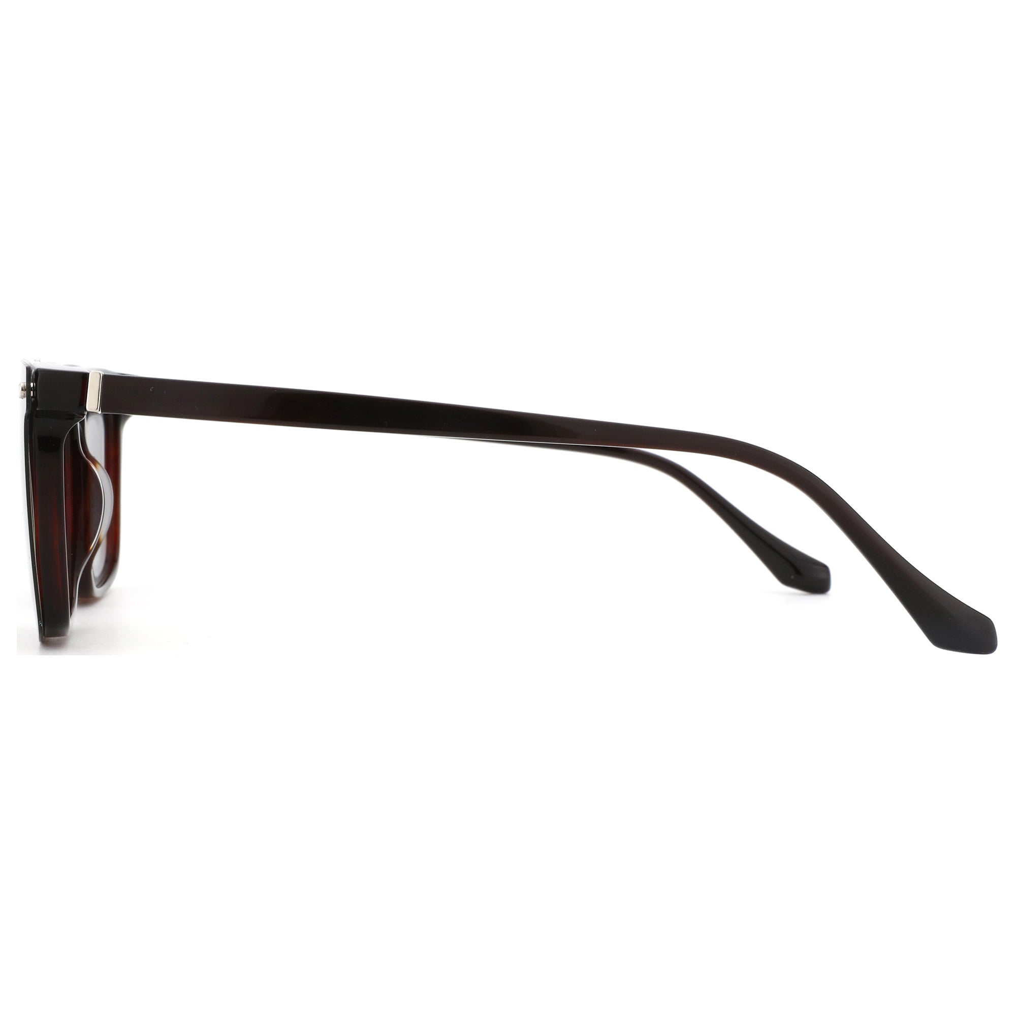 Zenottic Jim men's square sunglasses, tortoise acetate frame, side profile view.