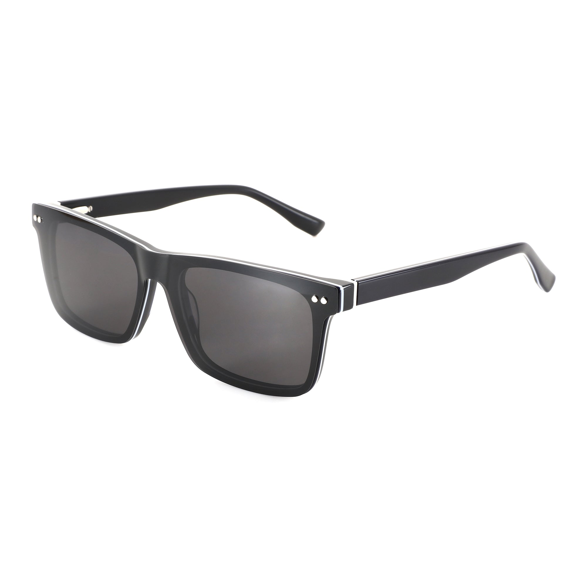Zenottic Jeremy black acetate square sunglasses with silver stud details.