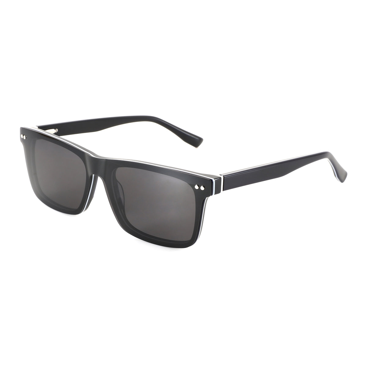 Zenottic Jeremy black acetate square sunglasses with silver stud details.