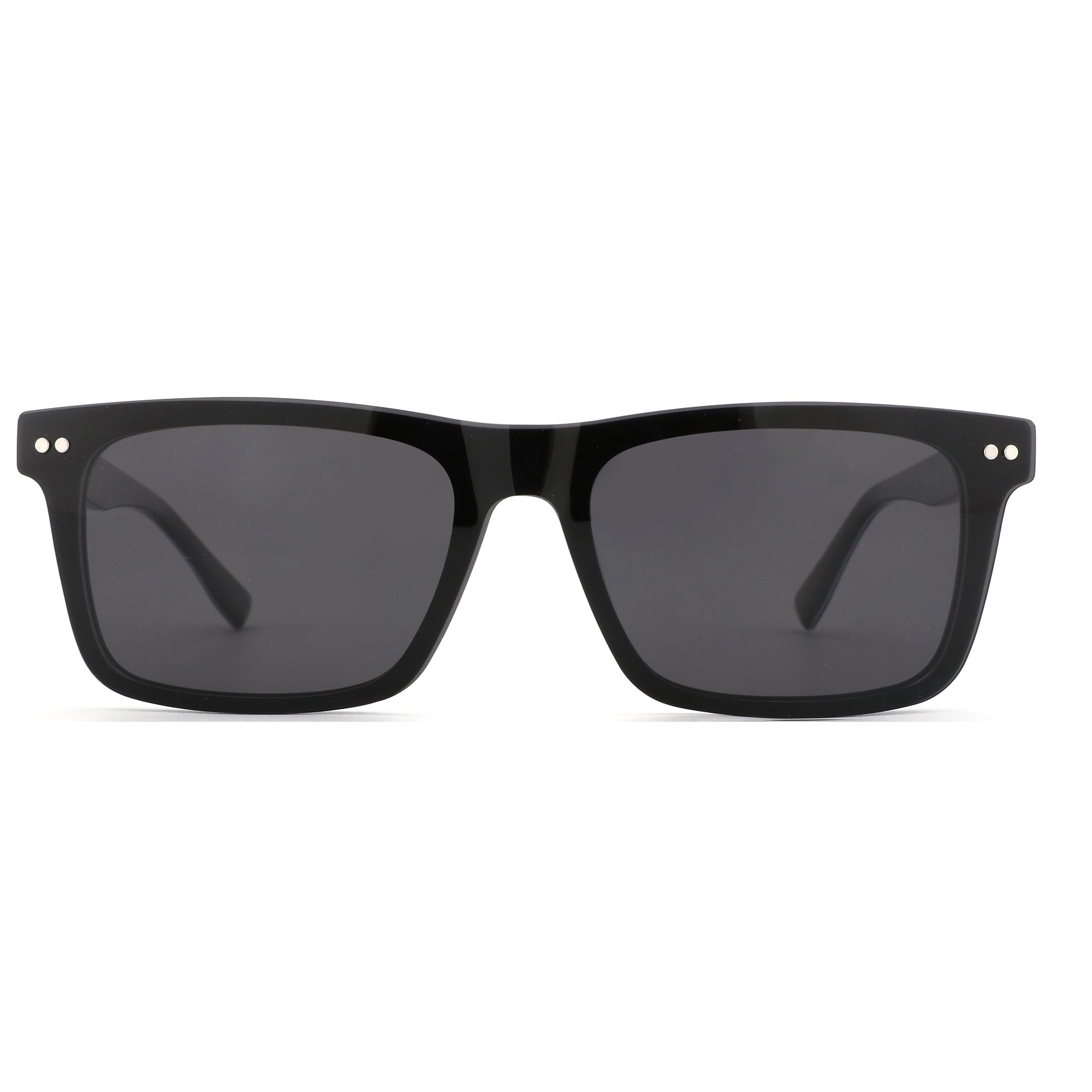 Zenottic Jeremy black acetate square sunglasses with silver dot detail.