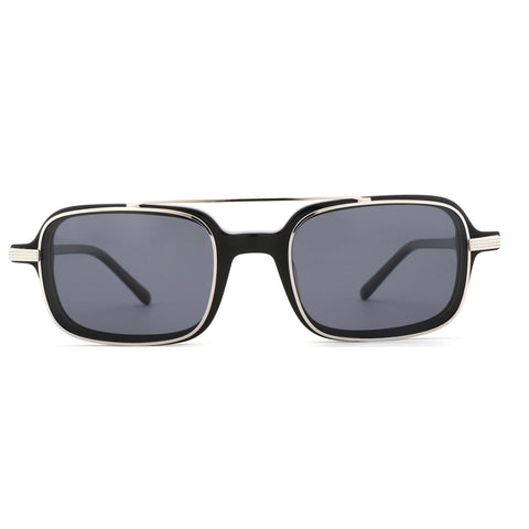 ZENOTTIC Ives UV400 square sunglasses, black acetate, silver detail