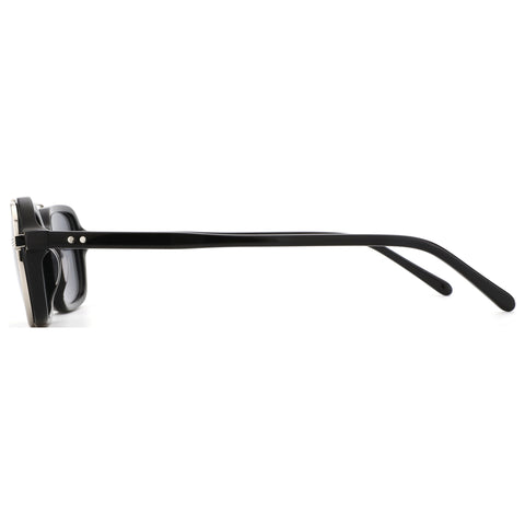Zenottic Ives black acetate square sunglasses with UV400 protection - side view.