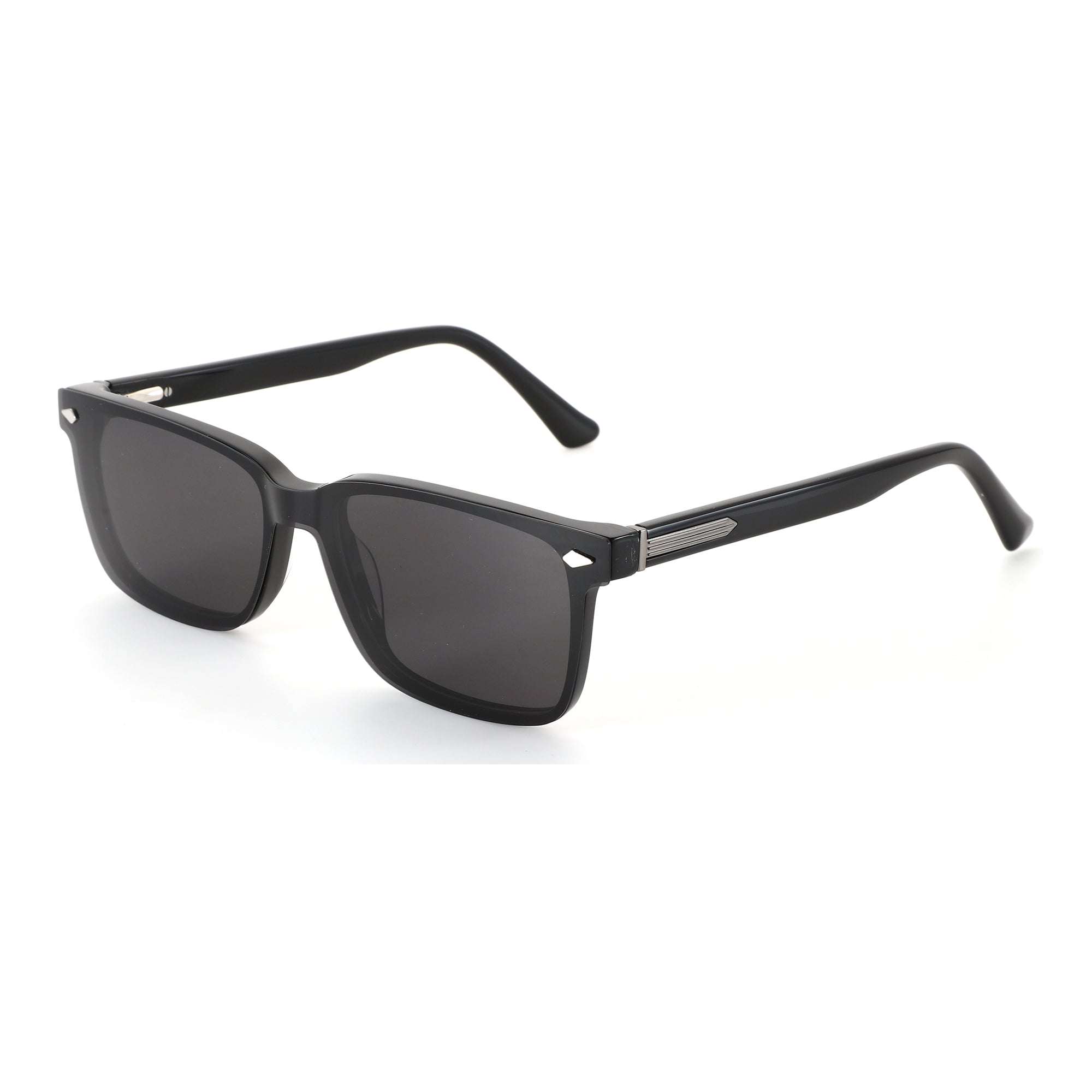ZENOTTIC Hogan men's black square acetate sunglasses with dark lenses.