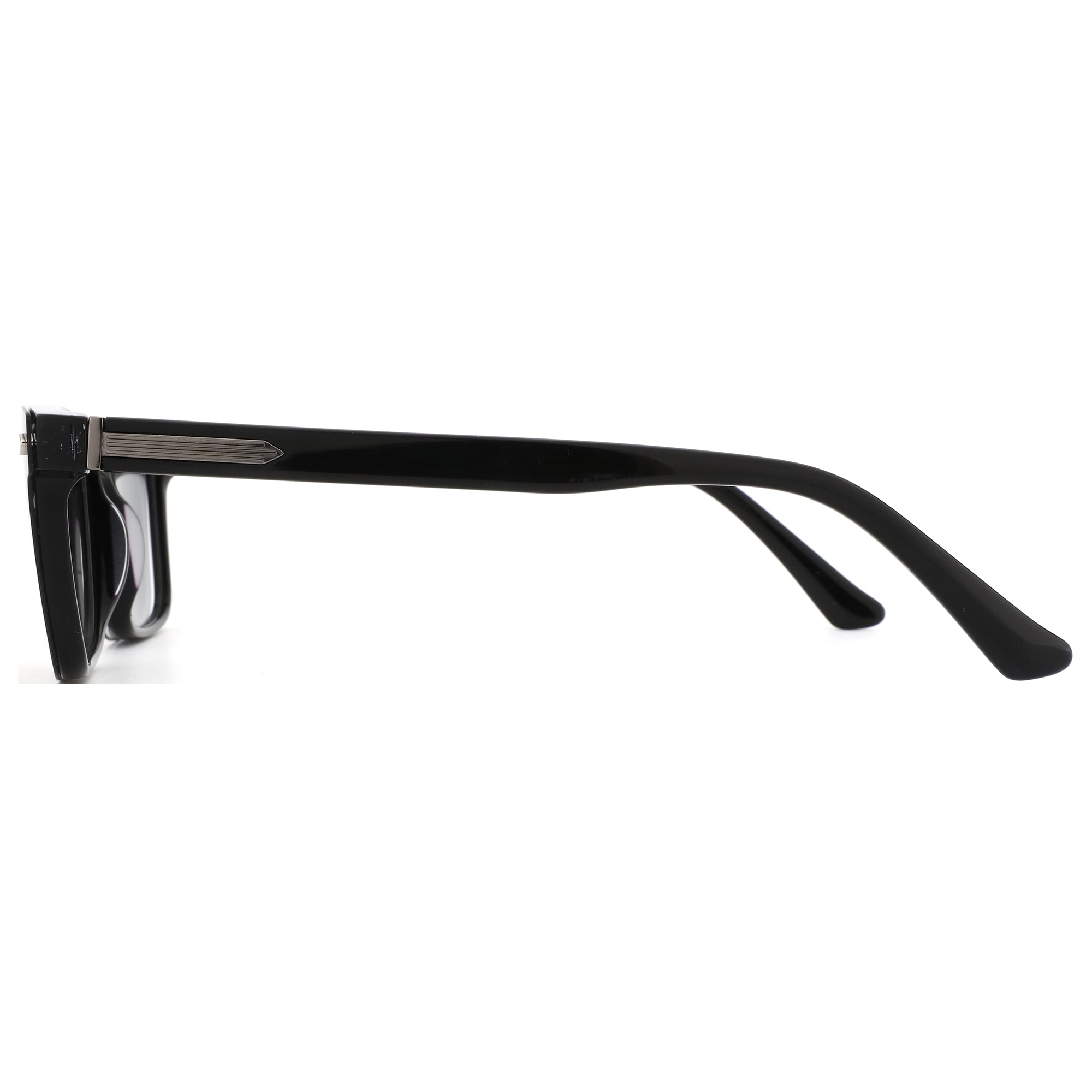 ZENOTTIC Hogan black acetate square men's designer sunglasses with silver inlay