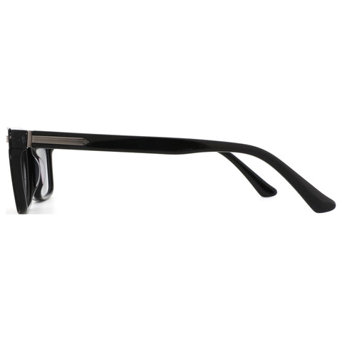 ZENOTTIC Hogan black acetate square men's designer sunglasses with silver inlay