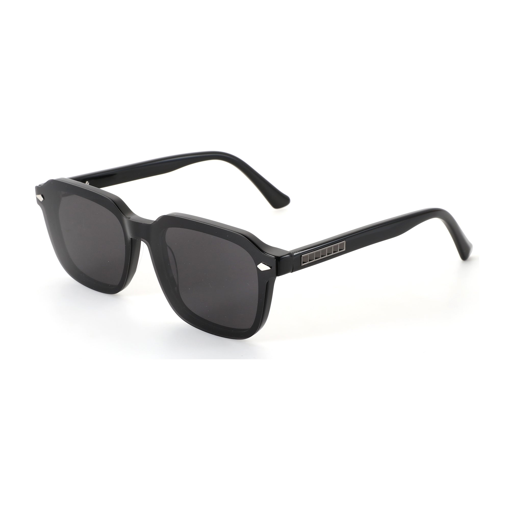 Zenottic Haley geometric black acetate sunglasses with polarized lenses & UV protection.