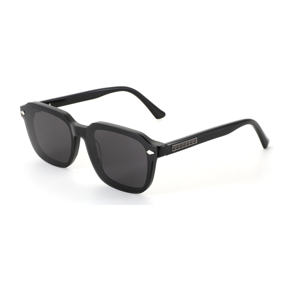 Zenottic Haley geometric black acetate sunglasses with polarized lenses & UV protection.