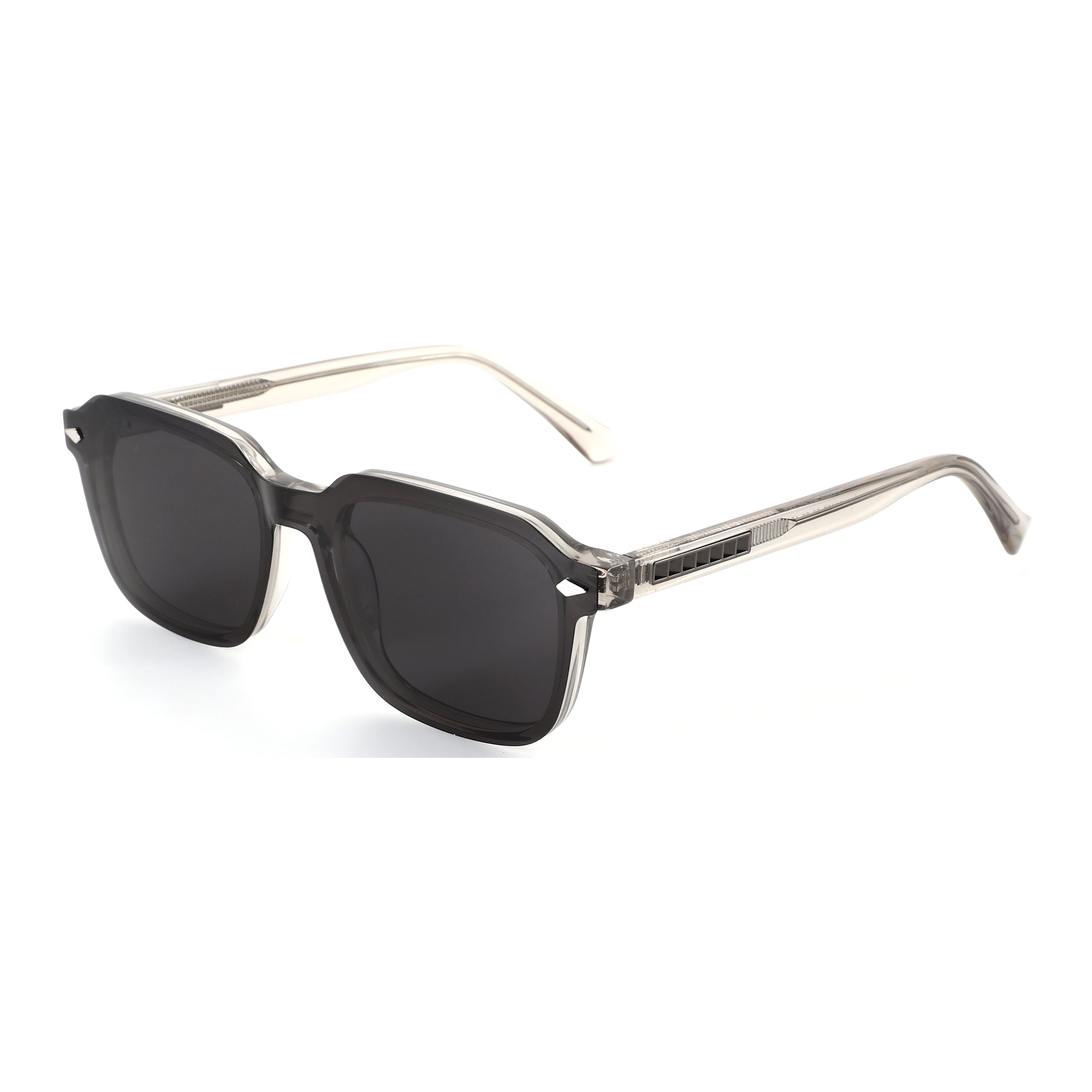 Zenottic Haley geometric sunglasses with dark acetate frame and polarized lenses.