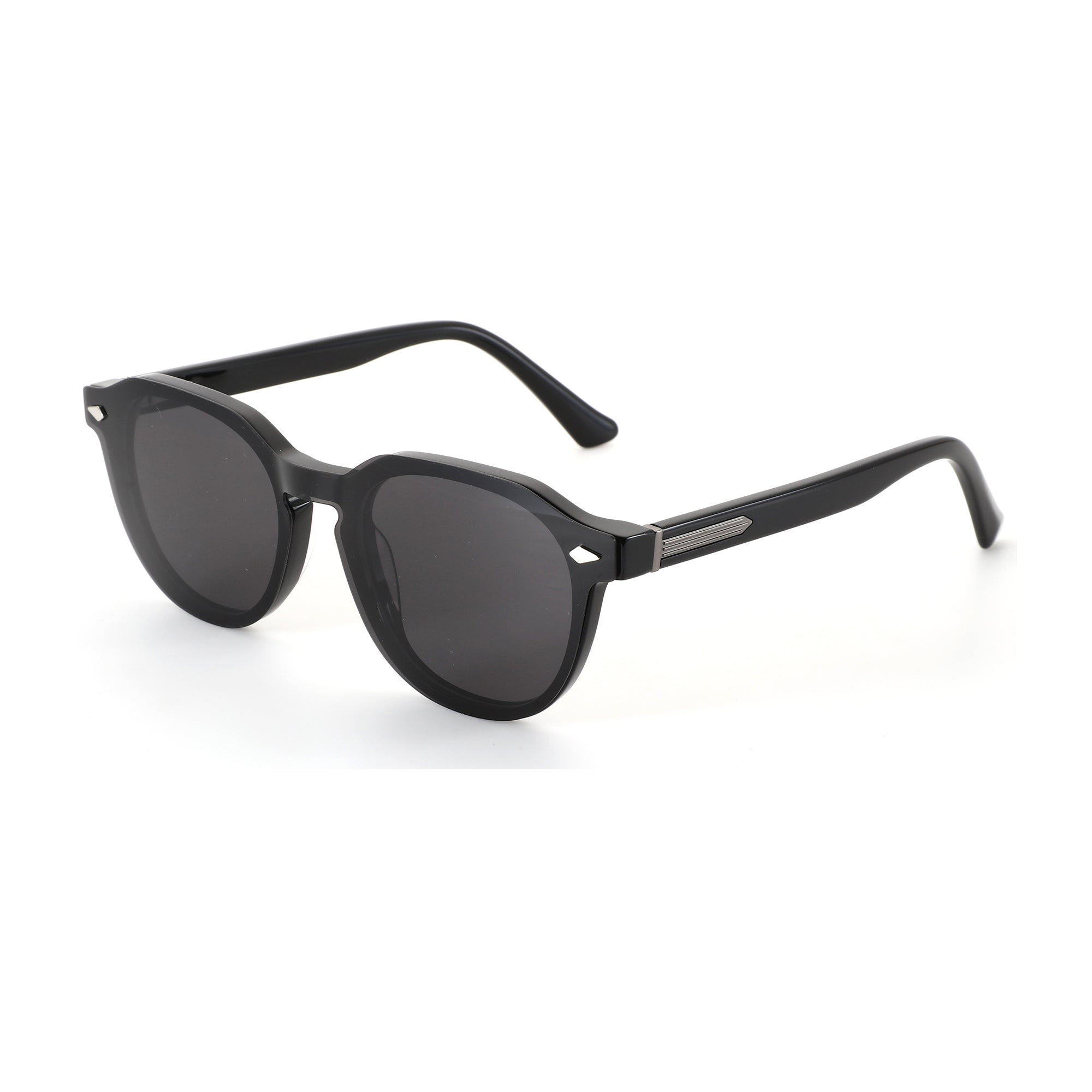 ZENOTTIC Gnomeshgh women's black geometric acetate sunglasses with dark lenses