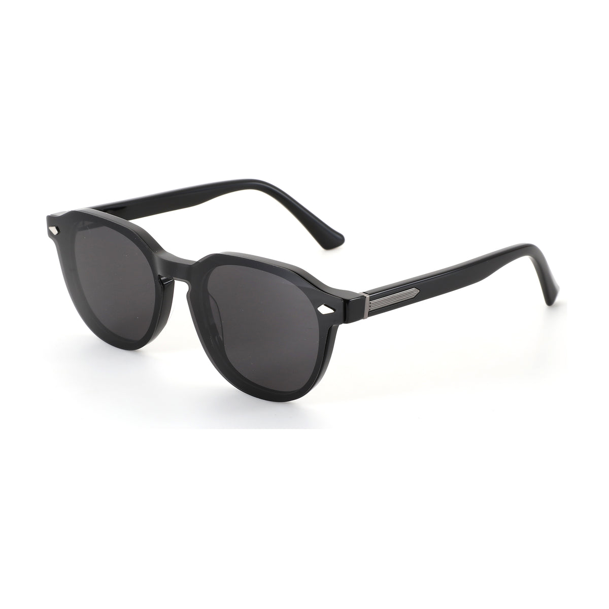 ZENOTTIC Gnomeshgh women's black geometric acetate sunglasses with dark lenses