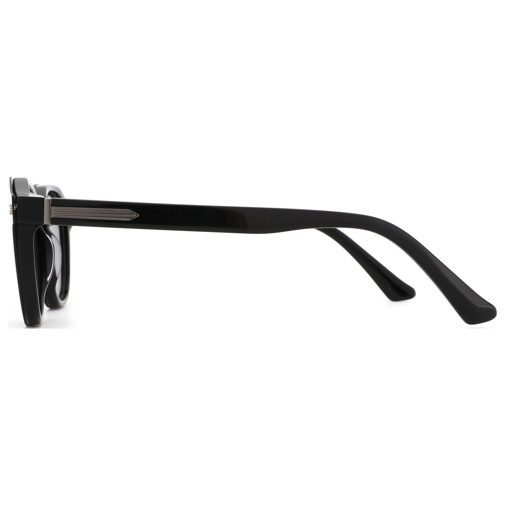 ZENOTTIC Gnomeshgh black acetate geometric sunglasses with silver temple inlay