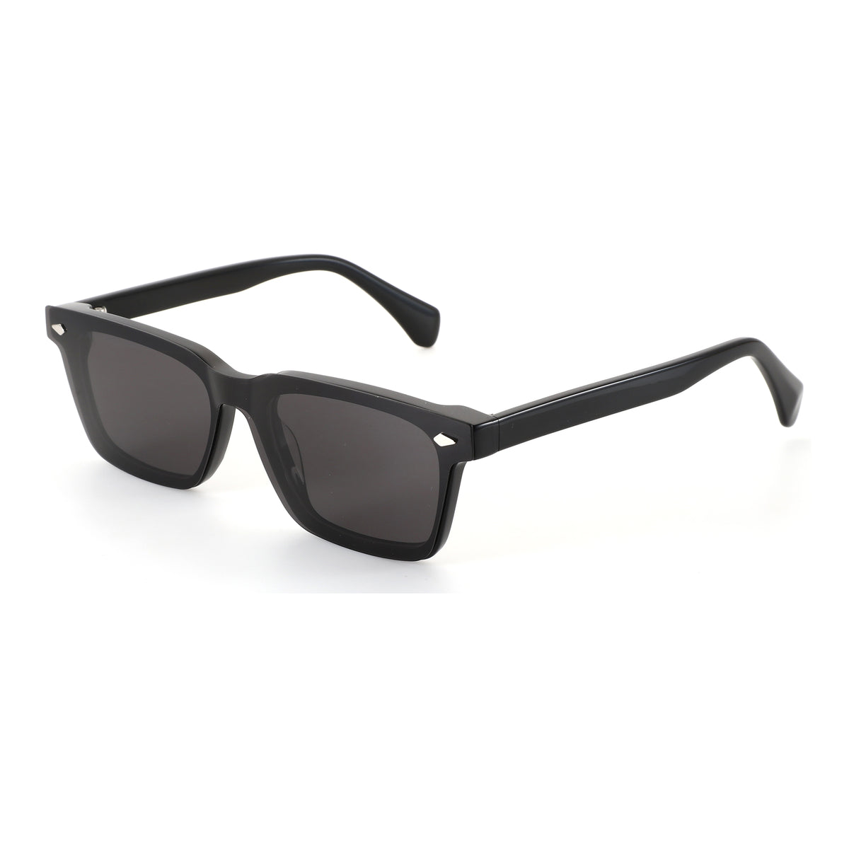 ZENOTTIC George black acetate square sunglasses with dark lenses, UV protection.