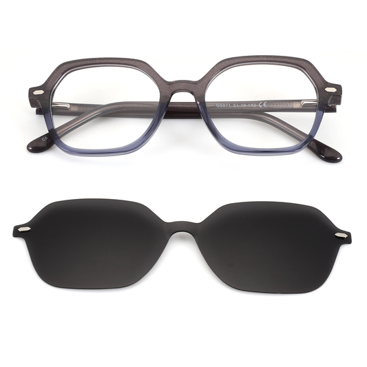 Zenottic Josie geometric acetate sunglasses with black UV400 lenses
