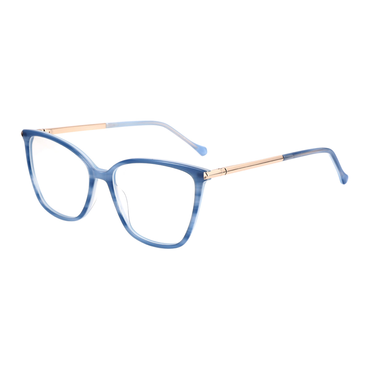 Zenottic Madge eyeglasses in light blue acetate with gold temples