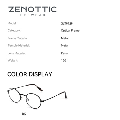 Zenottic Damon black metal round optical eyeglasses with resin lenses