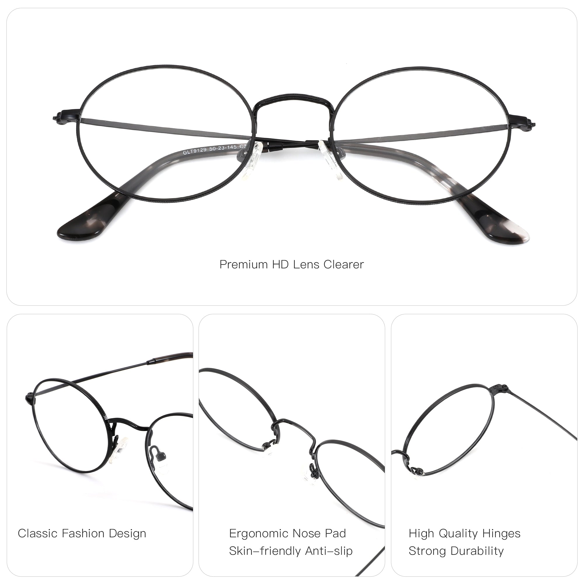 Zenottic Damon round metal eyeglasses with clear lenses, tortoiseshell arms, and ergonomic nose pads.