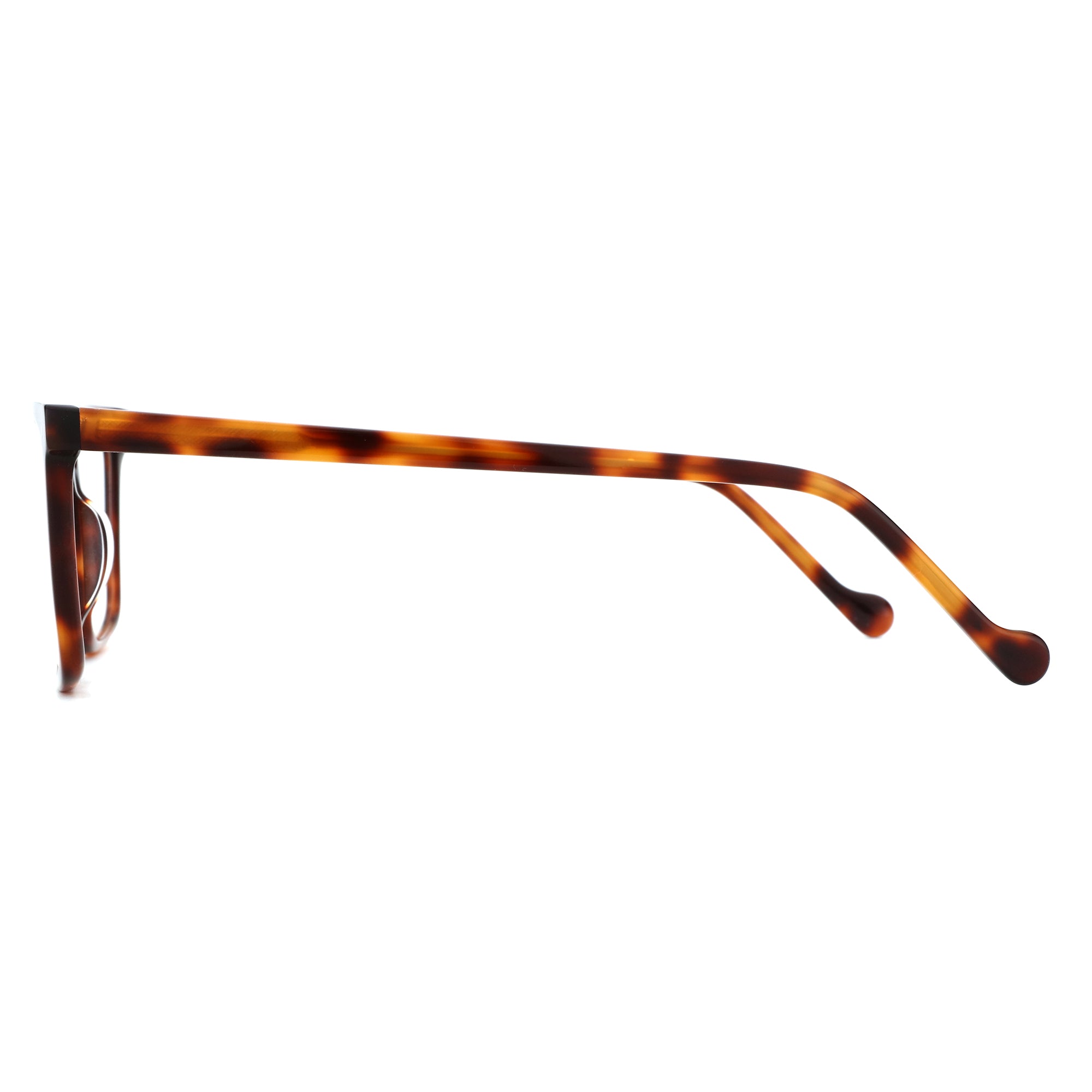 ZENOTTIC Clarence square eyeglasses, tortoiseshell acetate frame, side view.