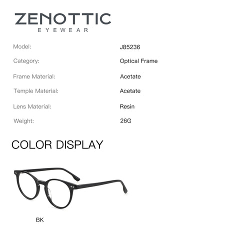 Zenottic Sobremesa black acetate round eyeglasses, model J85236.