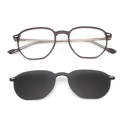 Zenottic Dottie geometric acetate sunglasses with polarized black lenses and clear frame