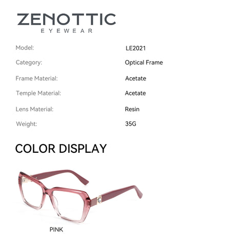 Zenottic Piper eyeglasses in pink acetate with geometric frames.