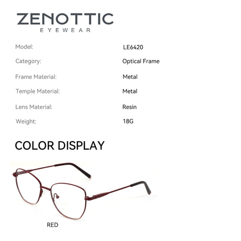 Zenottic Honoria red geometric metal eyeglasses frame