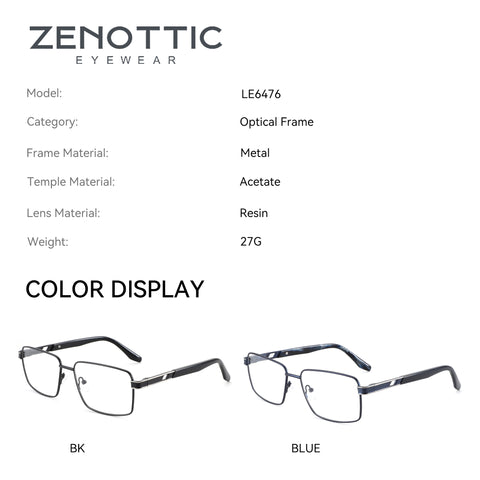 Zenottic Vincent eyeglasses: metal frame optical glasses in black and blue. Model LE6476.