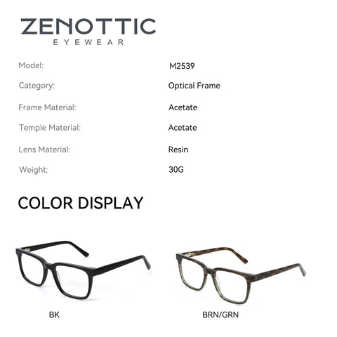 Zenottic Virgil model M2539 black acetate rectangle optical frames.