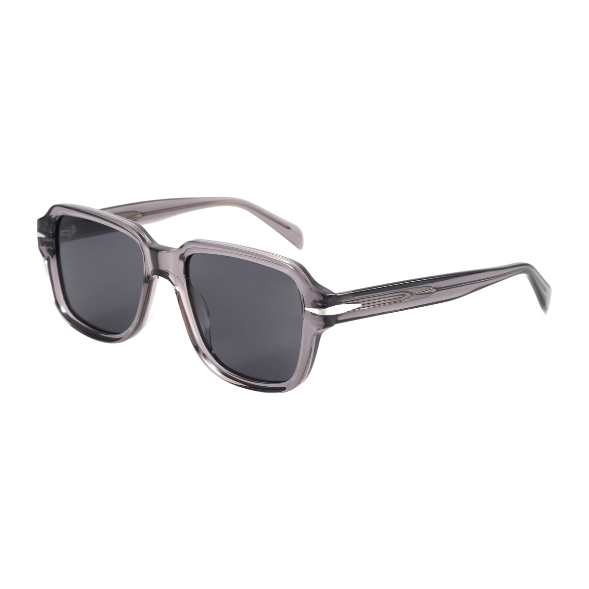 Zenottic Quinn Sunglasses in gray acetate frame, geometric style, resin lenses for UV protection