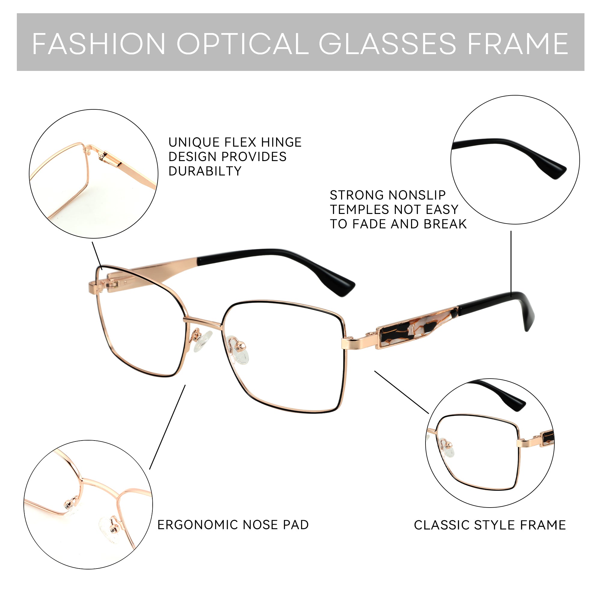 goggle frame design Chic Square Glasses | Metal Frame