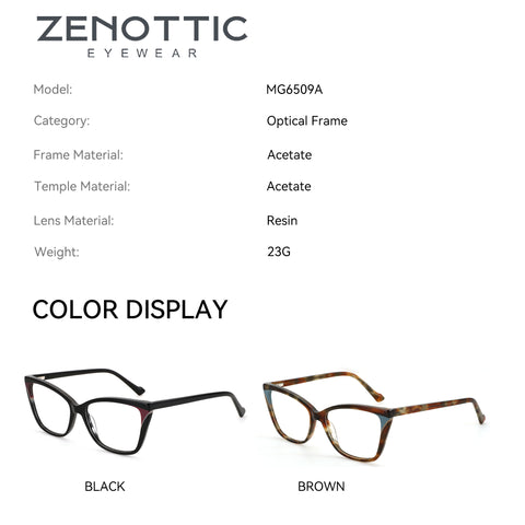 Zenottic Eyeglasses Sebastiane in black and brown acetate cat-eye styles