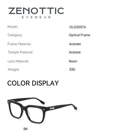 Zenottic Antonio black acetate square eyeglasses