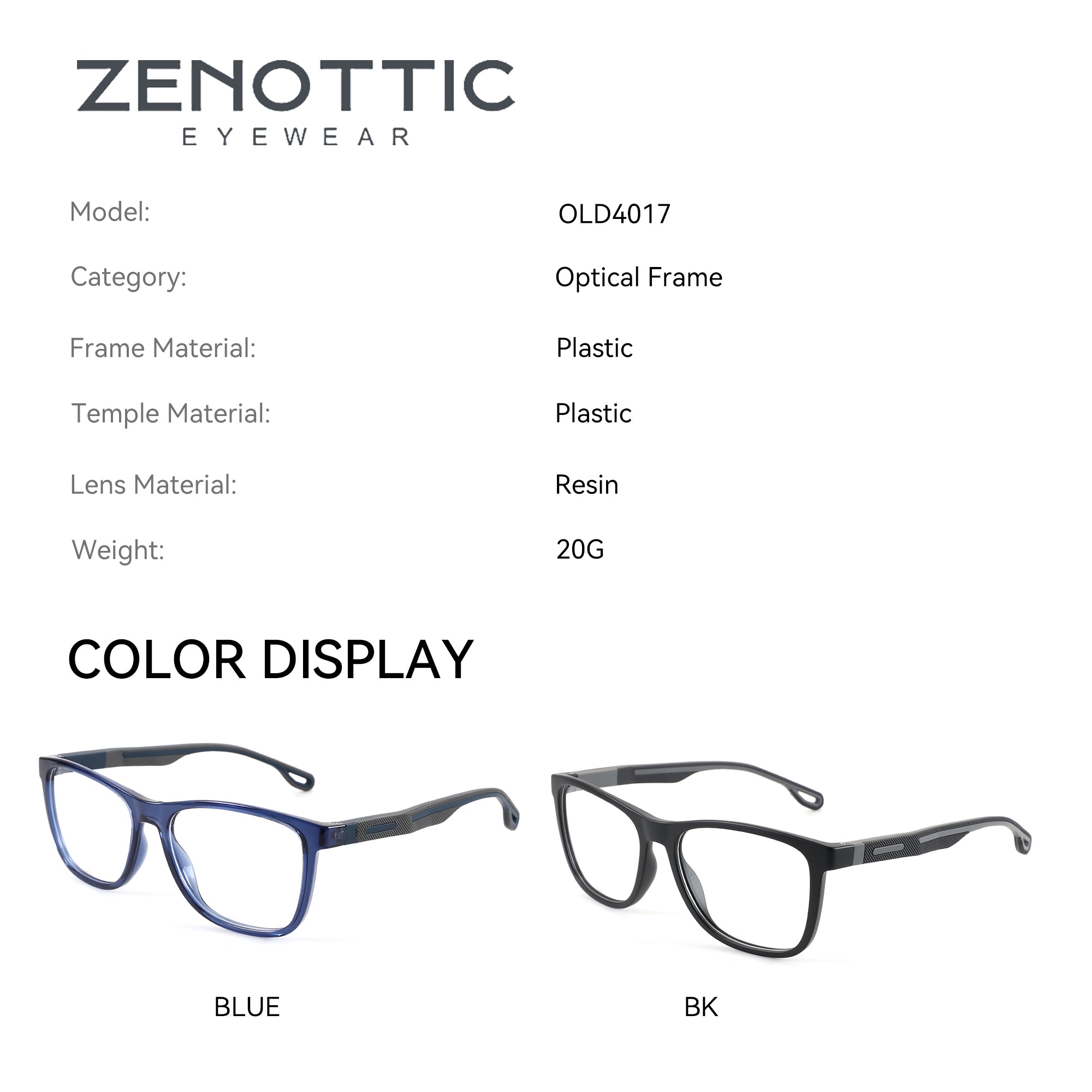 Zenottic Preston blue and black plastic optical frame eyeglasses