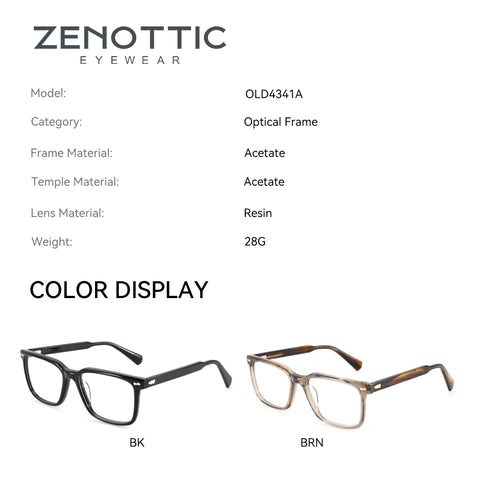 Zenottic eyeglasses Ted optical frames in black (BK) and brown (BRN), made with acetate and resin.
