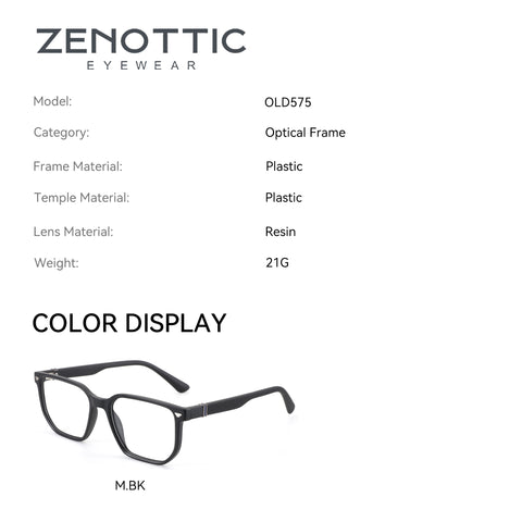 Zenottic Garrett eyeglasses: black plastic full-rim optical frame with resin lenses, model OLD575.