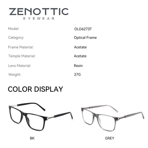 Zenottic Antony eyeglasses in black and grey acetate with square frames.