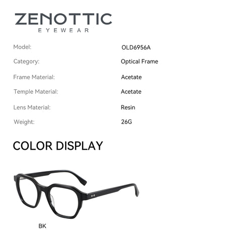 Zenottic Adrian black acetate eyeglasses with geometric frame
