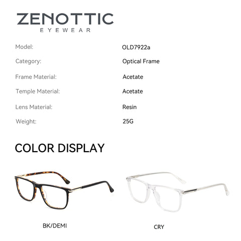 Zenottic Eyeglasses Floyd in BK/DEMI tortoise pattern acetate and clear CRY acetate frames.