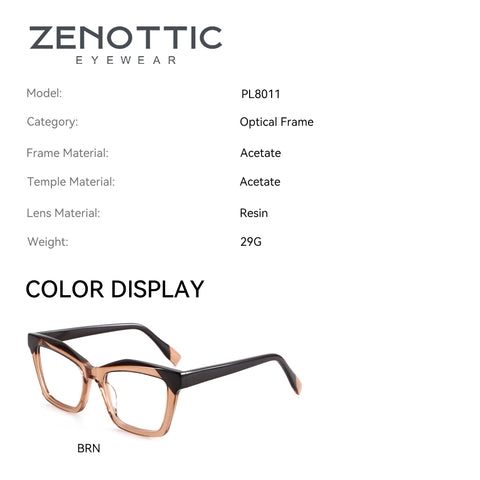 Zenottic Lewis optical frames in brown acetate with black temples. Model PL8011.