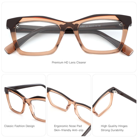 Zenottic Lewis eyeglasses with dual-tone acetate frame, clear lenses, classic design, and ergonomic nose pads.