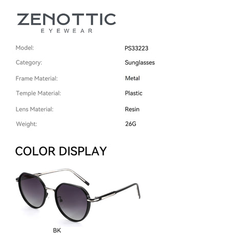 Zenottic black geometric metal frame sunglasses with gradient lenses