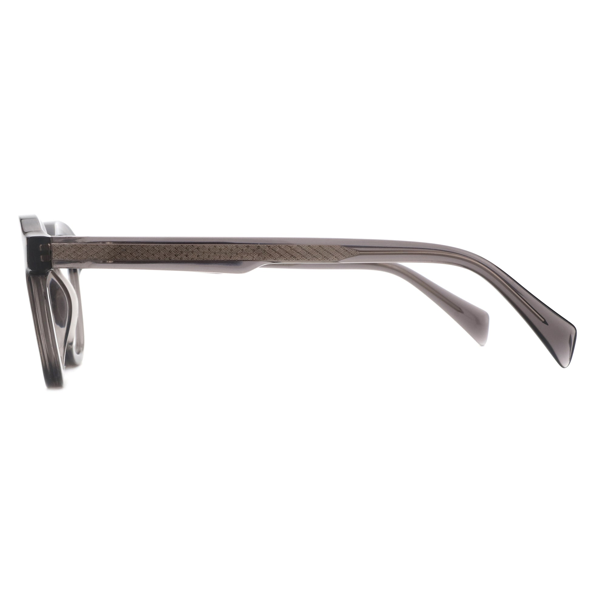 ZENOTTIC transparent grey acetate retro round eyeglasses with textured temple